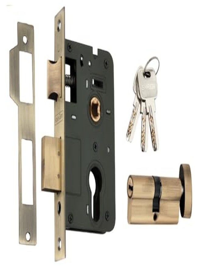 Shrida 446 Antique Finish Door Handle Set with 60mm Cylinder Lock Body - On Plate, Stainless Steel Material - Includes Ultra Keys & Installation Kit (for 30-35mm Doors) - Image 3