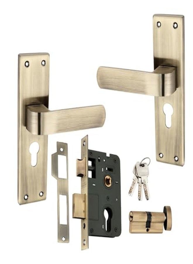 Shrida 446 Antique Finish Door Handle Set with 60mm Cylinder Lock Body - On Plate, Stainless Steel Material - Includes Ultra Keys & Installation Kit (for 30-35mm Doors) - Image 2