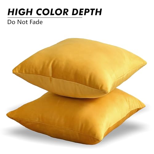 Yellow Weaves Soft Velvet Fabric Cushion Cover 16 X 16 Inches, Set of 5, (Yellow) - Image 2
