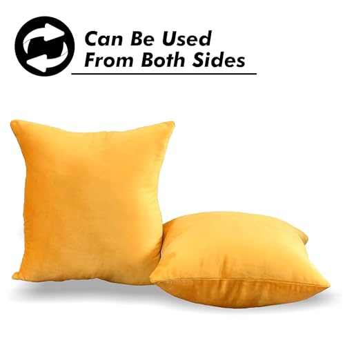 Yellow Weaves Soft Velvet Fabric Cushion Cover 16 X 16 Inches, Set of 5, (Yellow) - Image 5