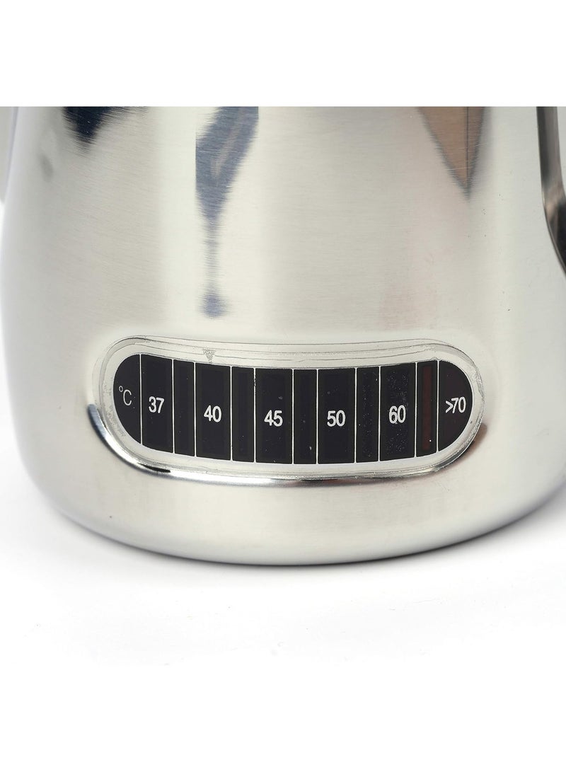 Milk Jug Stainless Steel Milk Frothing Pitcher with Thermometer Large 600ml for Coffee Espresso Machines and Latte Cappuccino Art, Easy to Clean  - Image 5