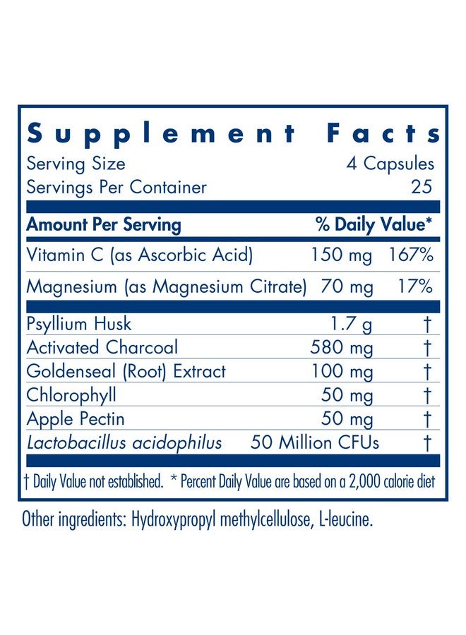 Allergy Research Group Gastrocleanse Fiber Charcoal Goldenseal Probiotic 100 Vegetarian Capsules - Image 3