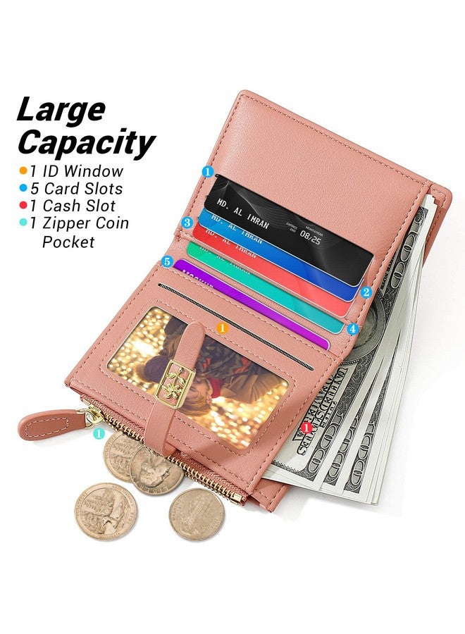 YINHEXI Wallet For Women Womens Wallet Card Holder Small Bifold Rfid Blocking Purse Cute Small Leather Pocket Wallet For Women Girls Ladies Mini Short Purse (Salmon)  - Image 2