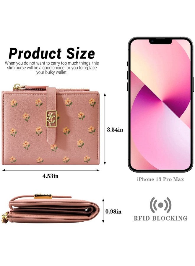 YINHEXI Wallet For Women Womens Wallet Card Holder Small Bifold Rfid Blocking Purse Cute Small Leather Pocket Wallet For Women Girls Ladies Mini Short Purse (Salmon)  - Image 3