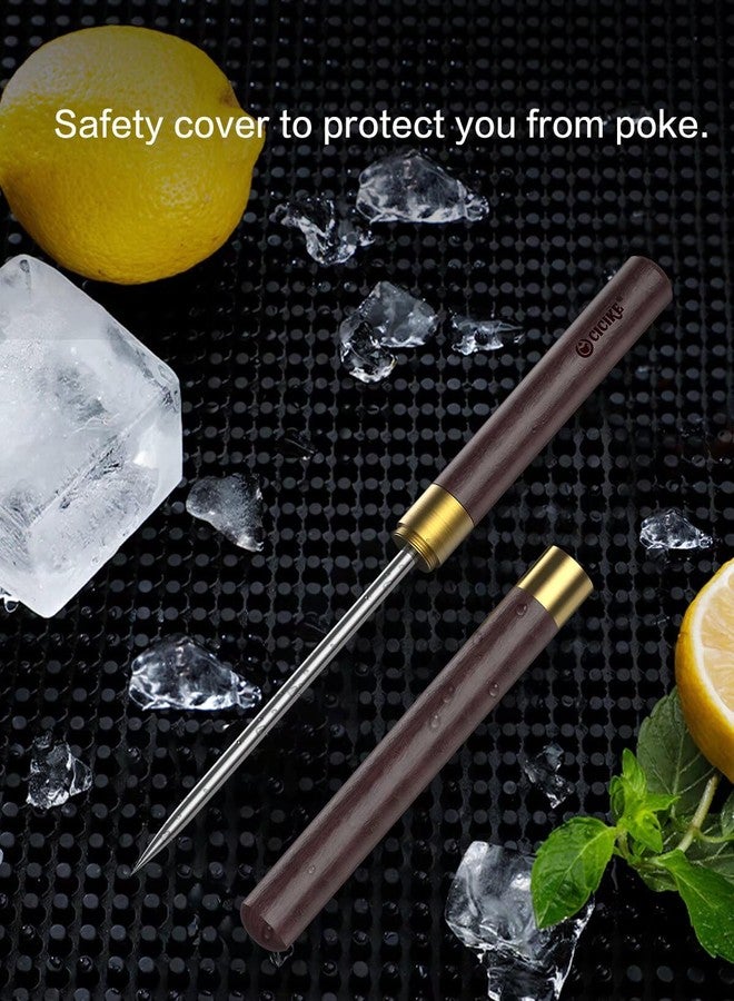 cicike Stainless Steel Ice Pick with Safety Cover, Pick Tool for Breaking Ice, Non-slip Wooden Handle for Easy to Grip, 9 Inches Length (Pack of 1) - Image 3