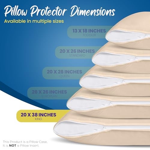 Utopia Bedding Premium 100 Waterproof Pillow Protectors with Zipper King Size Set of 4 Bed Bug and Dust Mite Proof Zippered Pillow Covers Pillow Encasement Cases Beige - Image 3