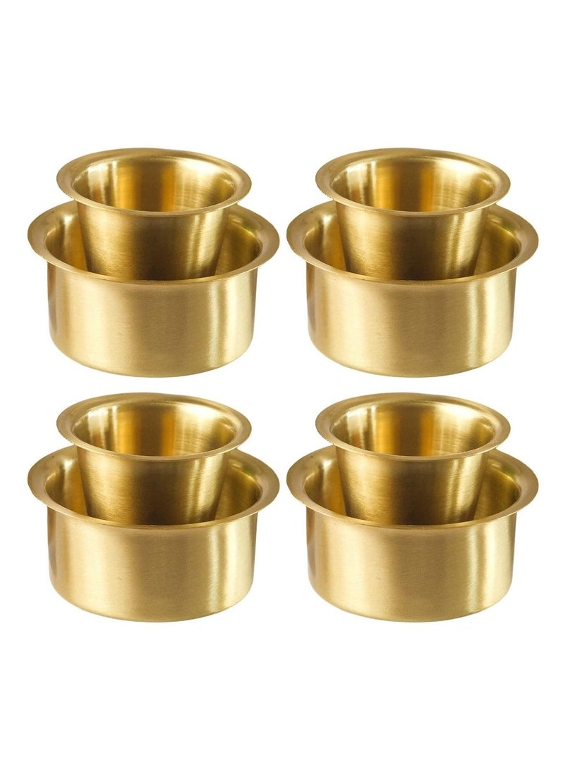 KC - KC Brass Dabara Set | Tea, Coffee Dabara Set | South Indian Coffee Glass Tumbler Set | Brass Dabara Tumbler Set of 4 (120 ML Capacity, Large) - Image 1