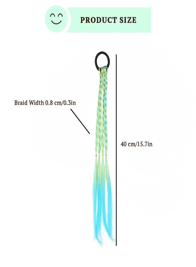 SYGA Girl Wig Headwear, Twist Braid Rope Ponytail Hair Extension, Gradient Lake Blue, 3 Strands, Kids Hair Styling Accessory - Image 2