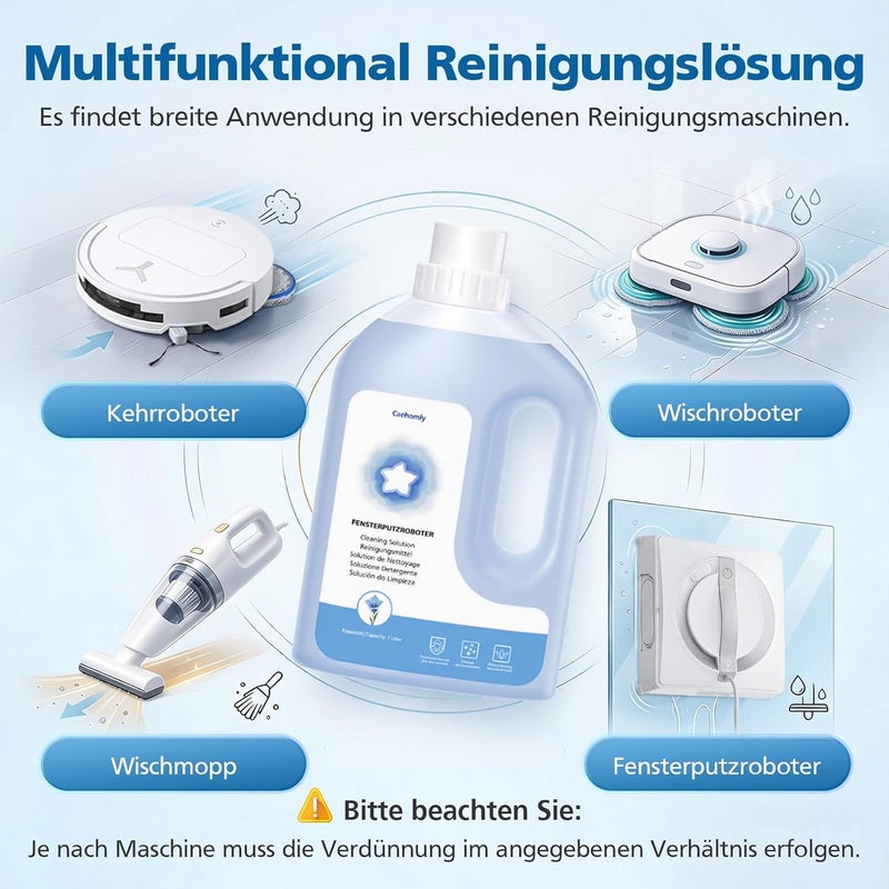 Caehomly محلول تنظيف لروبوت تنظيف النوافذ ECOVACS Winbot W1 Pro, W2, W2 OMNI, W2 Pro, W2 PRO OMNI, WINBOT MINI, W2S, W2S OMNI (1 لتر) - Image 5