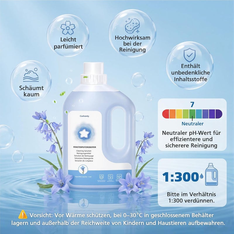 Caehomly محلول تنظيف لروبوت تنظيف النوافذ ECOVACS Winbot W1 Pro, W2, W2 OMNI, W2 Pro, W2 PRO OMNI, WINBOT MINI, W2S, W2S OMNI (1 لتر) - Image 3