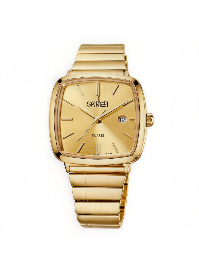 سكمي 2491 SKMEI  ساعة كلاسيكية بعقارب للجنسين ذهبي مع عرض للتاريخ