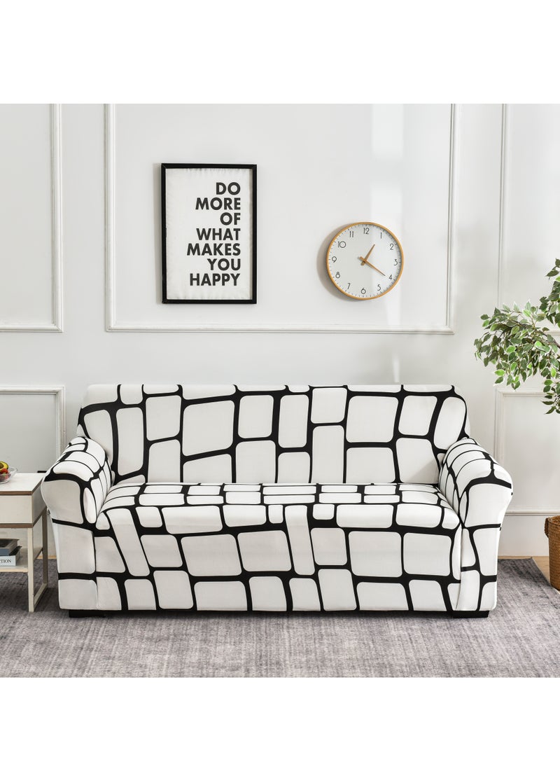 DUNISO Sofa cover, elastic printed sofa protective cover, anti slip furniture cover, anti fouling and wear resistant, suitable for all seasons, suitable for three seater sofas, 190 to 235cm - Image 1