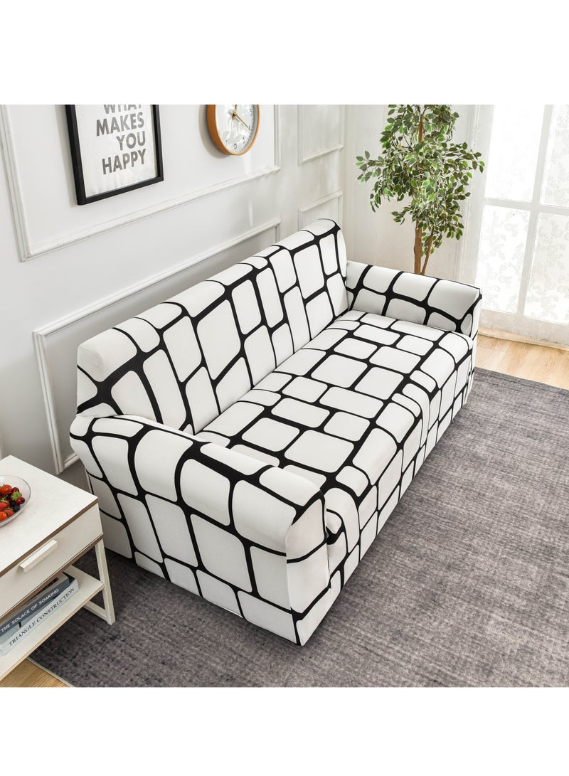 DUNISO Sofa cover, elastic printed sofa protective cover, anti slip furniture cover, anti fouling and wear resistant, suitable for all seasons, suitable for three seater sofas, 190 to 235cm - Image 3