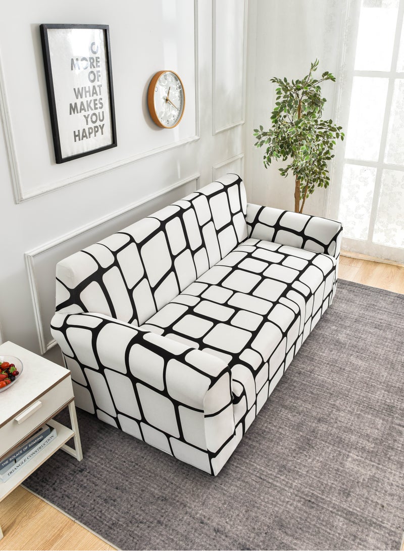 DUNISO Sofa cover, elastic printed sofa protective cover, anti slip furniture cover, anti fouling and wear resistant, suitable for all seasons, suitable for three seater sofas, 190 to 235cm - Image 4