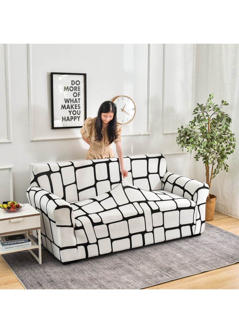 DUNISO Sofa cover, elastic printed sofa protective cover, anti slip furniture cover, anti fouling and wear resistant, suitable for all seasons, suitable for three seater sofas, 190 to 235cm - Image 5
