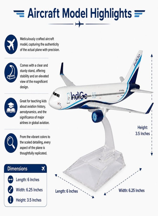 Kartique Aeroplane for Kids Die Cast Metal Model | 16 CM Scale Airplane Toy with Stand | Collectible Aircraft Replica for Aviation Lovers, Travel Enthusiasts (Indigo) - Image 2