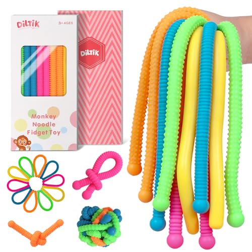 Diltik 10 Pack Sensory Toys for Kids Upgraded ExtraThick Stretchy Sensory Strings for Autism ADHD Anxiety Gift Box Perfect Stocking Stuffers for Boys Girls Ideal for Travel or Classroom Textured - Image 1