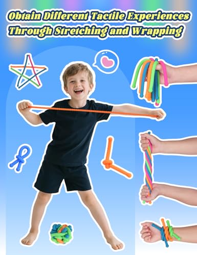 Diltik 10 Pack Sensory Toys for Kids Upgraded ExtraThick Stretchy Sensory Strings for Autism ADHD Anxiety Gift Box Perfect Stocking Stuffers for Boys Girls Ideal for Travel or Classroom Textured - Image 5