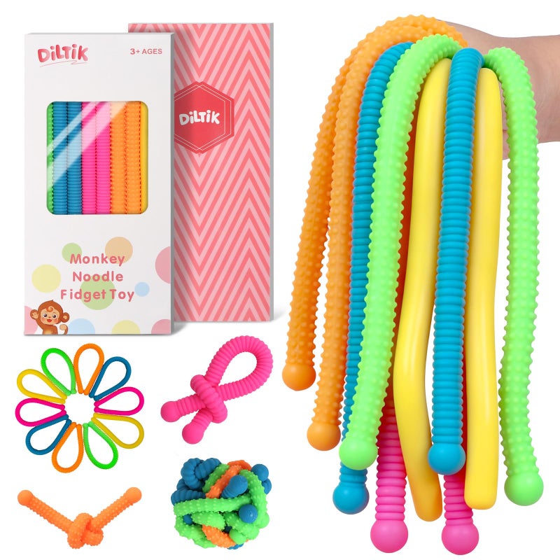 Diltik 10 Pack Sensory Toys for Kids Upgraded ExtraThick Stretchy Sensory Strings for Autism ADHD Anxiety Gift Box Perfect Stocking Stuffers for Boys Girls Ideal for Travel or Classroom Textured - Image 3