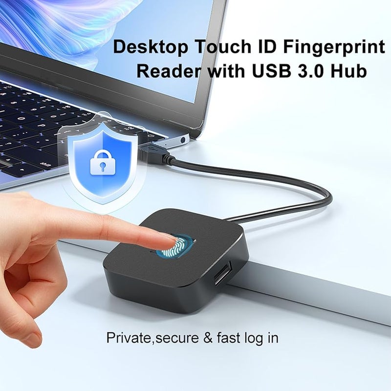 قارئ بصمات الأصابع USB الأسود لنظامي التشغيل Windows 10 و11 مع خوارزمية مطابقة سريعة وتعلم ذاتي - Image 3