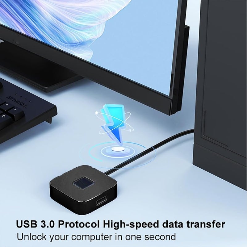 قارئ بصمات الأصابع USB الأسود لنظامي التشغيل Windows 10 و11 مع خوارزمية مطابقة سريعة وتعلم ذاتي - Image 5