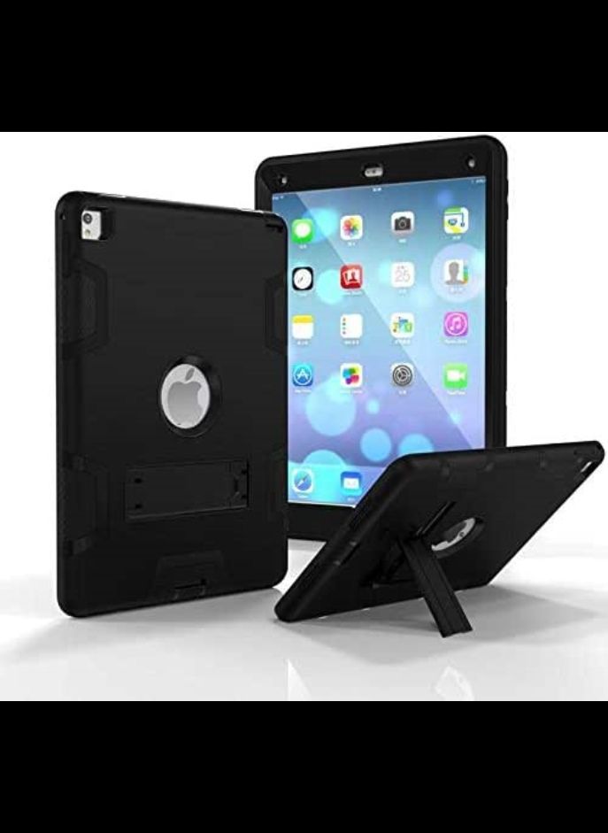 Hybrid Heavy Duty Kickstand Smart Case Cover For IPad Pro 9.7 Inch Black-Black