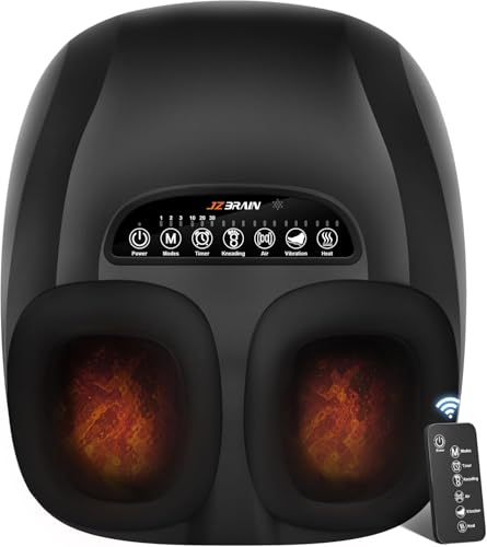 JZBRAIN Foot Massager with Heat Shiatsu Electric Foot Massagers Machine with Vibration Compression for Plantar Fasciitis Neuropathy Relax for Home Office Use - Image 1