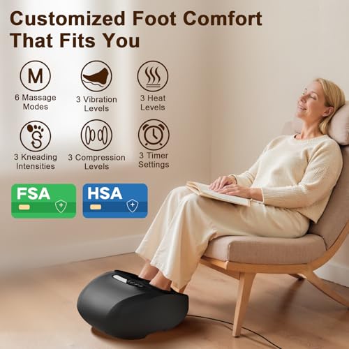 JZBRAIN Foot Massager with Heat Shiatsu Electric Foot Massagers Machine with Vibration Compression for Plantar Fasciitis Neuropathy Relax for Home Office Use - Image 3