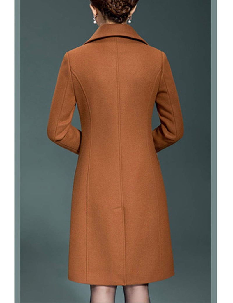Jenkoon Women's polyester Trench Coat Winter Long Thick Overcoat Walker Coat (Caramel, Large(Bustï¼š106cm) - Image 4