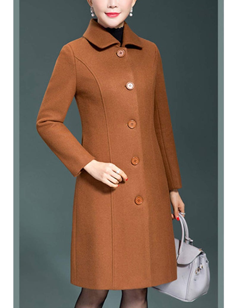 Jenkoon Women's polyester Trench Coat Winter Long Thick Overcoat Walker Coat (Caramel, Large(Bustï¼š106cm) - Image 3
