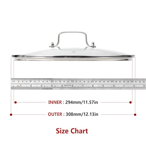 Antrader Tempered Glass Lid,12" Glass Covers for Pots,Pans and Skillets,1Set,Clear - Image 4