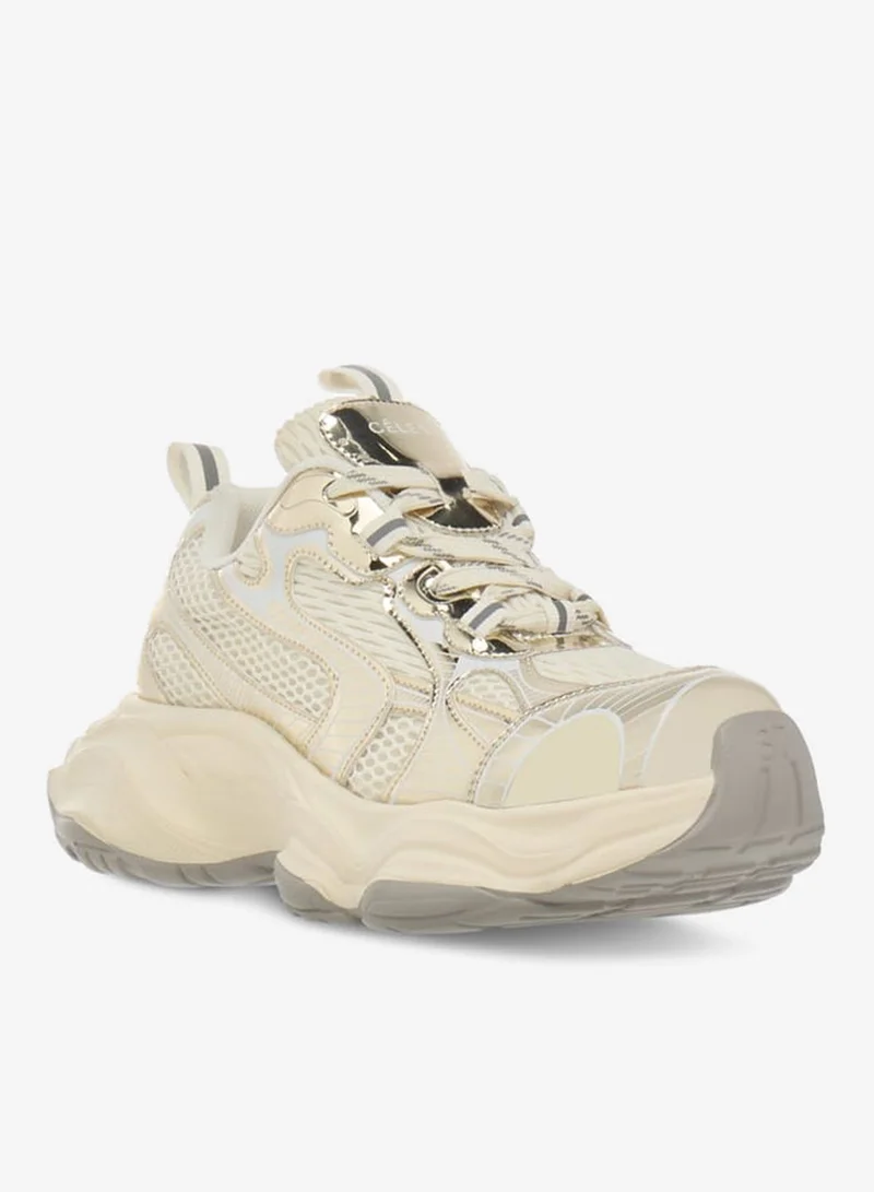 سيليست حذاء رياضي نسائي منخفض بكاحل مزين بالدانتيل وألواح جانبية