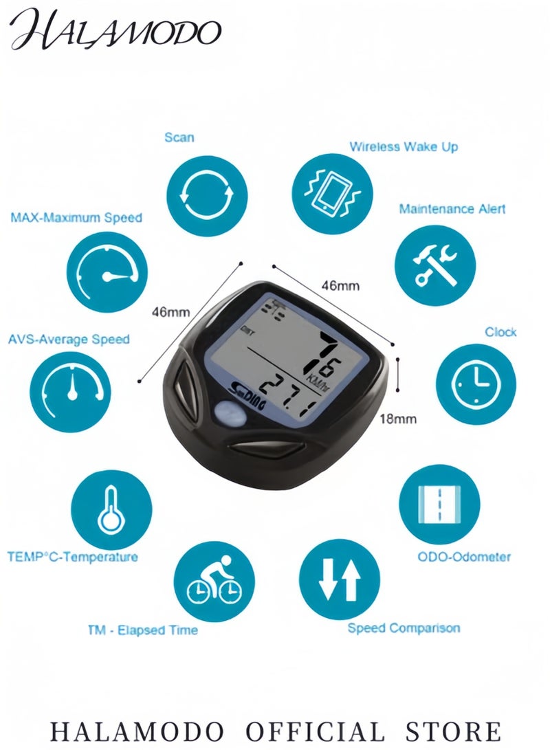 HALAMODO Bicycle Speedometer and Odometer Wireless Waterproof Cycle Bike Computer with LCD Display Speedometer Accurate Speed Tracking & Multi-Functions - Image 4