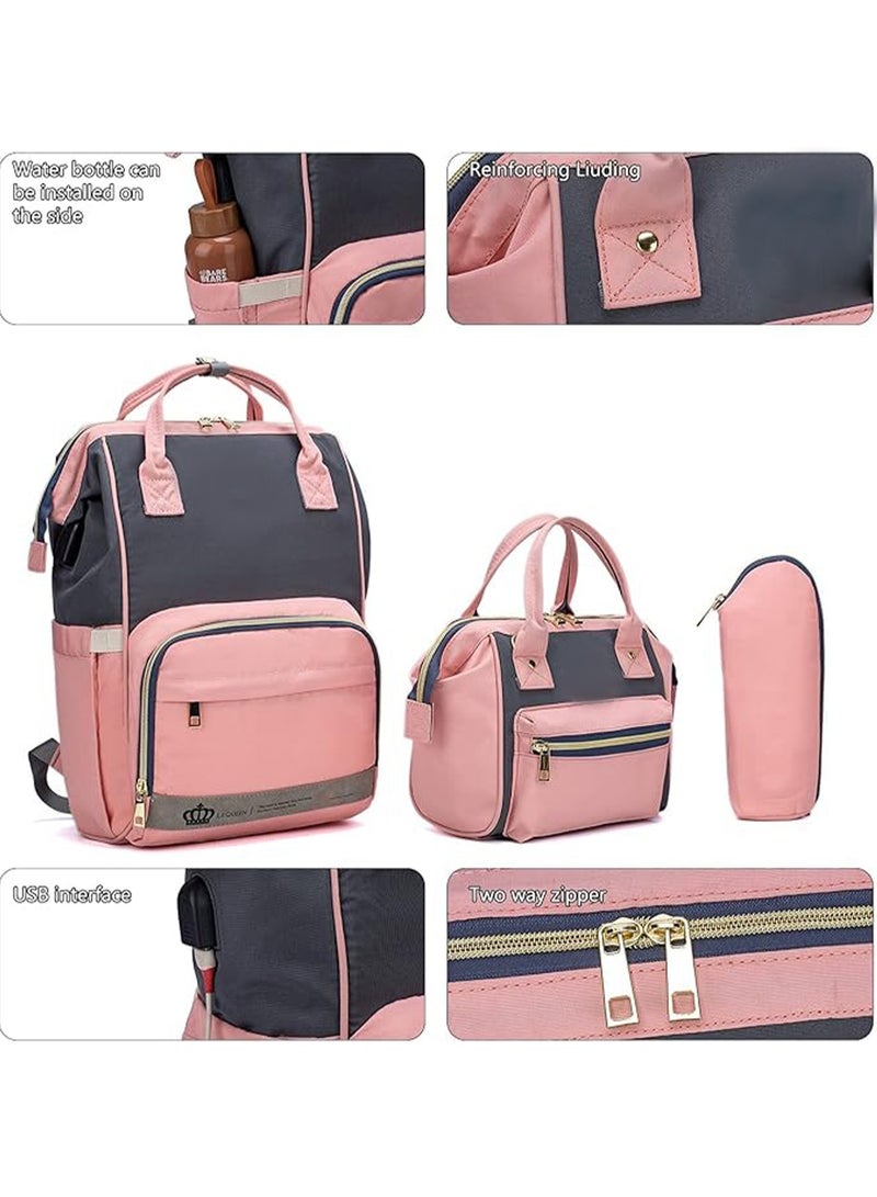 مونوج حقيبة ظهر حفاضات للأمهات متعددة الأغراض مع وسادة تغيير حقائب أطفال كبيرة للجنسين - Image 4