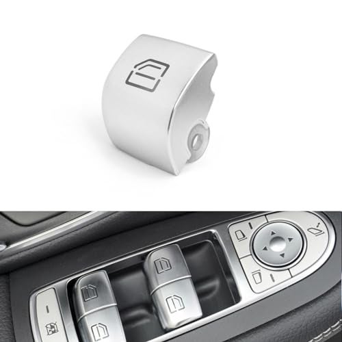 x xotic tech Xotic Tech Silver Car Window Control Power Push Button Cap Replacement,Window Glass Lift Master Switch Repair Cover,Compatible with Mercedes Benz C E S GLC Class W205 W213 W222 W253 X253(Rear Left) - Image 1