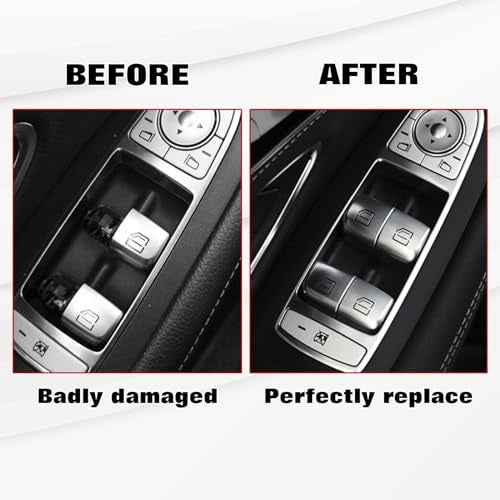 x xotic tech Xotic Tech Silver Car Window Control Power Push Button Cap Replacement,Window Glass Lift Master Switch Repair Cover,Compatible with Mercedes Benz C E S GLC Class W205 W213 W222 W253 X253(Rear Left) - Image 4
