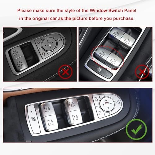 x xotic tech Xotic Tech Silver Car Window Control Power Push Button Cap Replacement,Window Glass Lift Master Switch Repair Cover,Compatible with Mercedes Benz C E S GLC Class W205 W213 W222 W253 X253(Rear Left) - Image 2