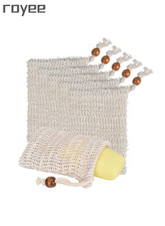 Royee 6Pcs Soap Exfoliating Bag, Natural Soap Saver Hand Made Sisal Mesh Soap Bag Bar Soap Bag with Drawstring for Bath & Shower Use  - Image 1