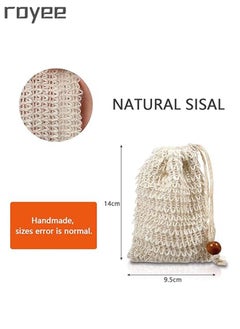Royee 6Pcs Soap Exfoliating Bag, Natural Soap Saver Hand Made Sisal Mesh Soap Bag Bar Soap Bag with Drawstring for Bath & Shower Use  - Image 2