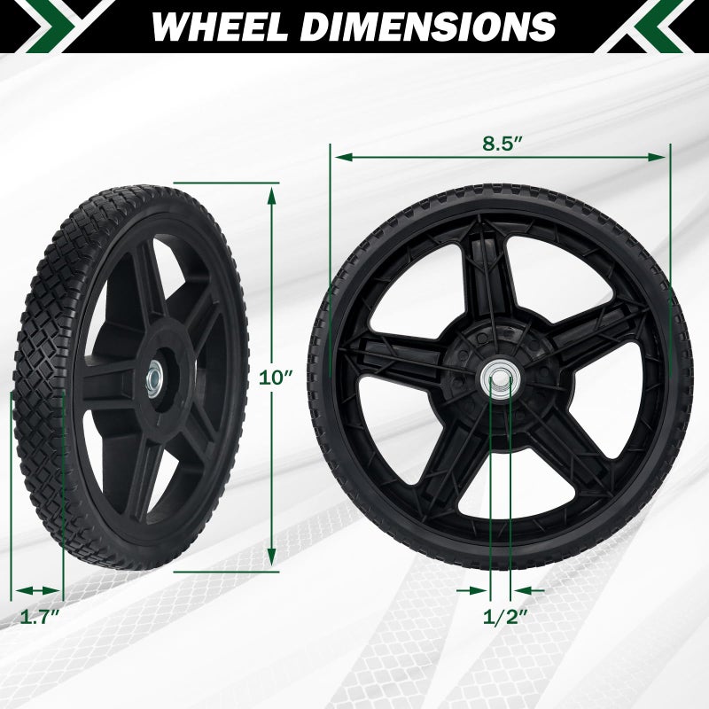Cheemuii 10 Inch Lawn Mower Wheels 2 Pack 10"" Push Mower Wheels With Bolts And Lock Nuts Kit Fit For Most Standard Push Lawn Mowers/Generator/Garden Tiller/Handtruck - Image 5