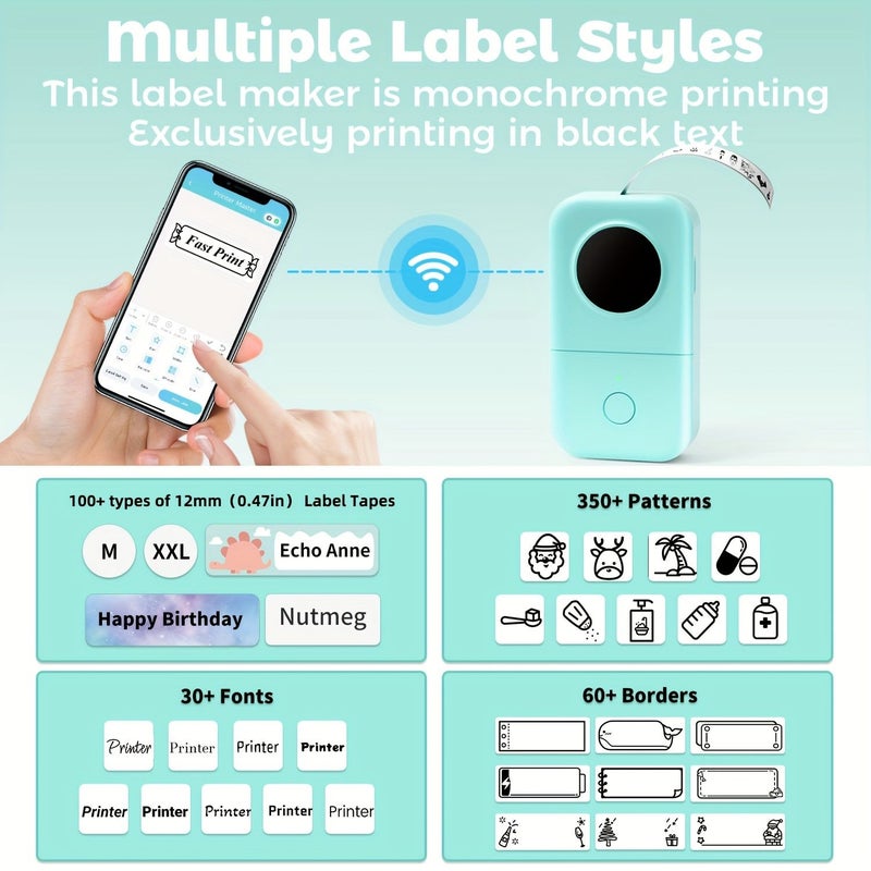 Phomemo D30 Portable Wireless Label Maker Machine With Tape And Printer Suitable For Home Office Mailing Organizing Compatible For Smartphones Tablets Mini Sticker Printer With Templates Barcode Printing Grey - Image 5