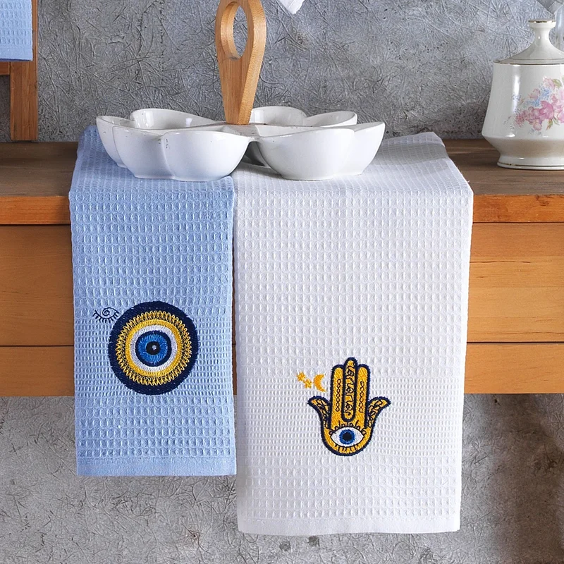 فاجونيك Wagonic Patterned 40 x 60 100% Cotton Set of 6 Embroidered Kitchen Towels Drying Cloth