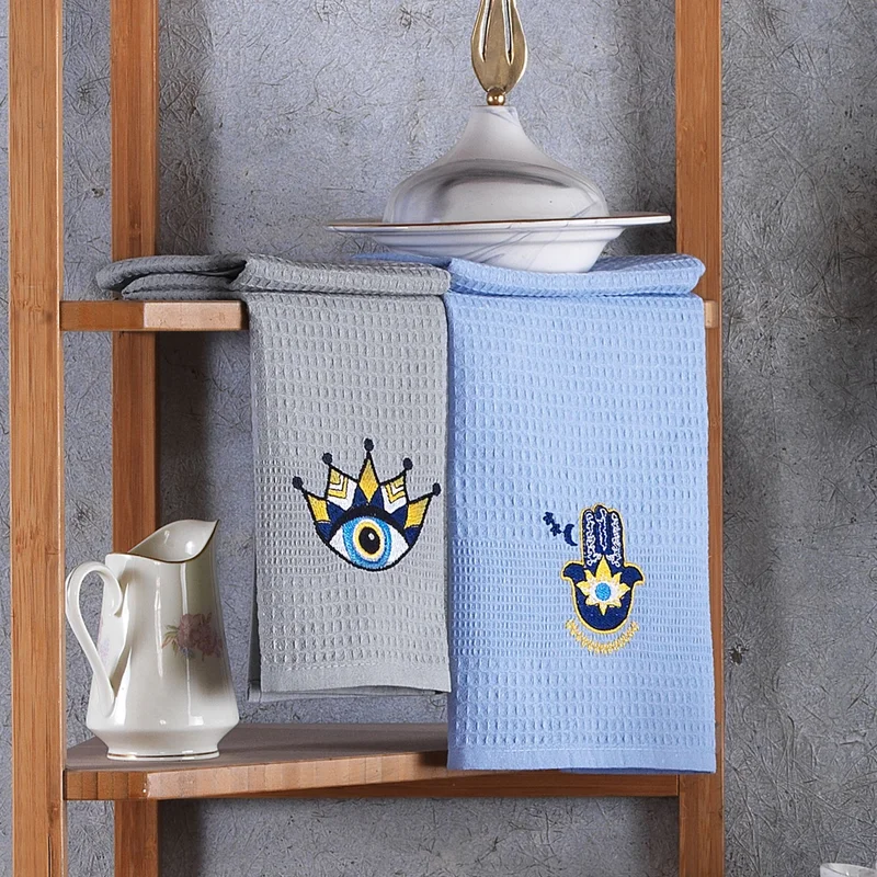 فاجونيك Wagonic Patterned 40 x 60 100% Cotton Set of 6 Embroidered Kitchen Towels Drying Cloth