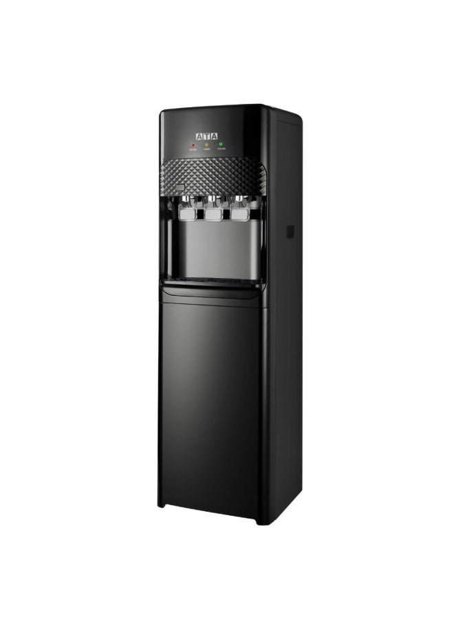 اي تي اي مبرد مياه ATA، 3 حنفية (ساخن/بارد/فاتر) مع كابينة تخزين، لون أسود - WD001 - Image 1