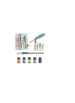 Generic Feather Pen Caligraphy Pen, Vintage Calligraphy Glass Dip Pen, Quill Pen and Ink Set, Caligraphy Pen Kits, Glass Dip Pen Set with Ink, Caligraphy Pen Kits for Beginners  - Image 1