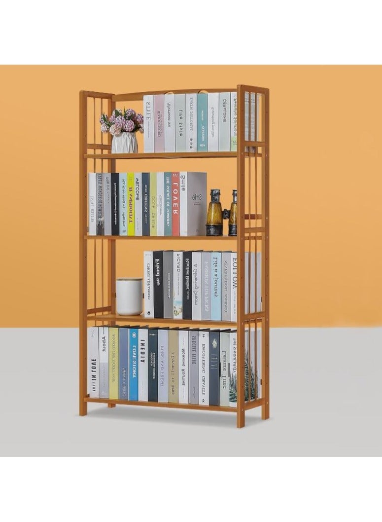 LINGWEI 4 Tiers Bookshelf Large Open Bamboo Bookcase Cabinet Kitchen Storage Organizer Wooden Standing Rack  - Image 3