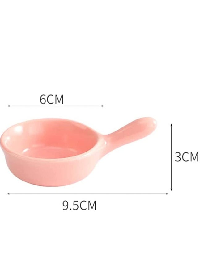 Generic - Ceramic Sauce Dishes Chip & Dip Sets Colorful Mini Bowl Set Ketchup Side Dish Tableware Condiment Relish Plate Seasoning Soy Sauce Dishes Stackable Ramekins with Grip Handle (Colorful 5 Pcs) - Image 1