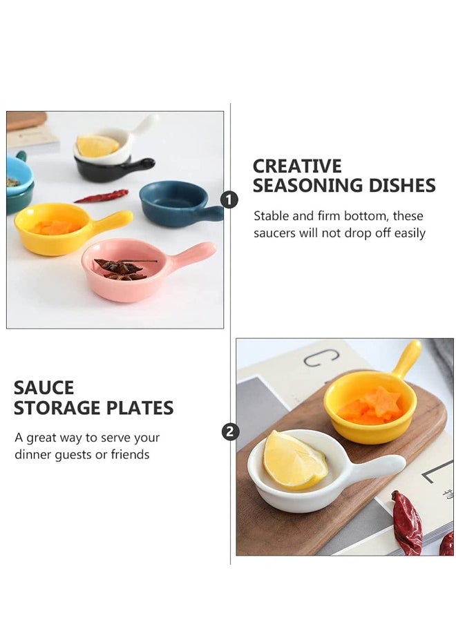 Generic - Ceramic Sauce Dishes Chip & Dip Sets Colorful Mini Bowl Set Ketchup Side Dish Tableware Condiment Relish Plate Seasoning Soy Sauce Dishes Stackable Ramekins with Grip Handle (Colorful 5 Pcs) - Image 1