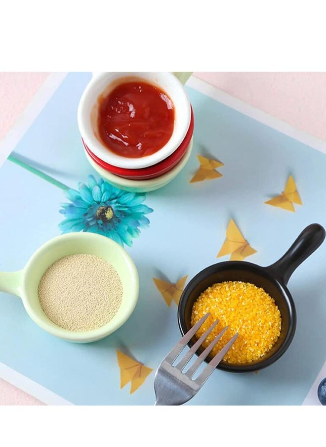 Generic - Ceramic Sauce Dishes Chip & Dip Sets Colorful Mini Bowl Set Ketchup Side Dish Tableware Condiment Relish Plate Seasoning Soy Sauce Dishes Stackable Ramekins with Grip Handle (Colorful 5 Pcs) - Image 1