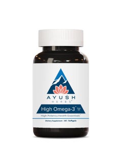 High Omega 3 - Omega 3 Fish Oil, 1000mg Per Capsule, EPA & DHA Fish Oil Supplement for Women & Men, Natural Lemon Flavor - 60 Softgel Capsules (1 Count)